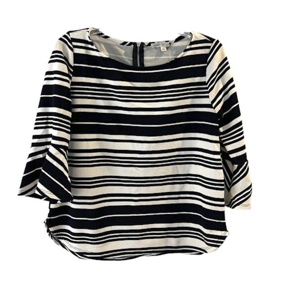 Navy and white flare sleeve blouse - Picture 1 of 4